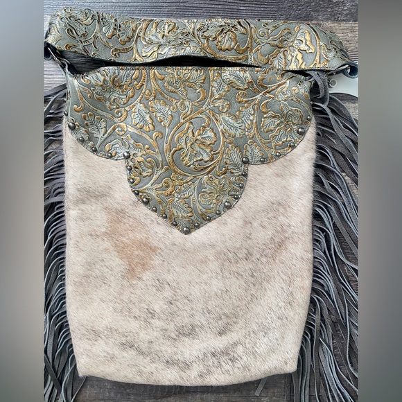 Holy Cow Couture cowhide copper grey leather design  backpack main image 4